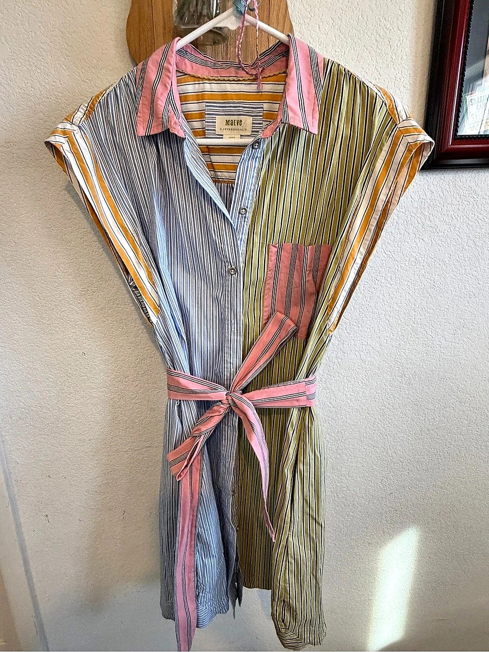 Maeve Striped Midi Dress in Yellow & Blue Size Medium